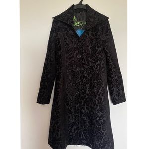 Black Jacquard Button down coat by Desigual